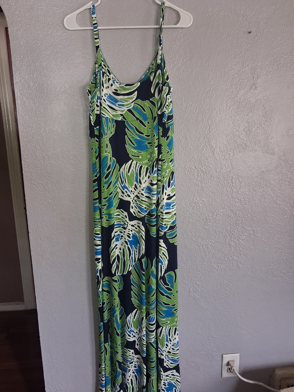 Tommy Bahama Tropical Leaf Print Maxi Spaghetti Strap Dress Vacation L - Picture 6 of 6